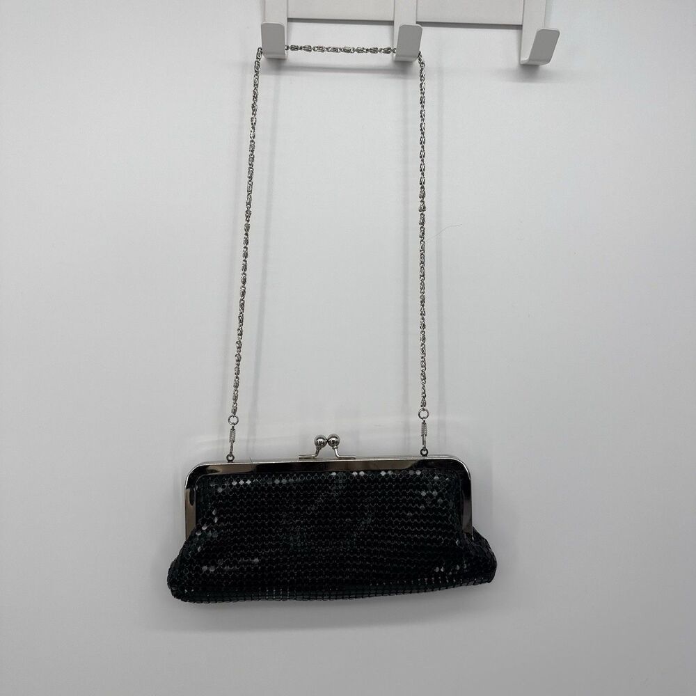 Vintage Black Mesh Clutch Bag Silver Evening Formal Purse